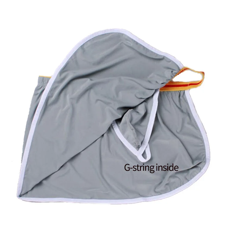 Sexy Mens Side Opening Sleep Bottom Nylon Male Casual Pouch Pajamas For Gay Breathable Home Shorts With G String Inside Trousers | Мужская