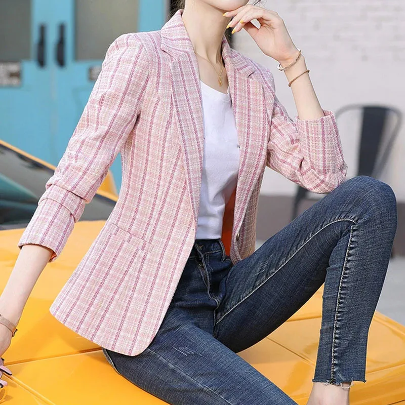 Женский блейзер в клетку свободного покроя | Женская одежда