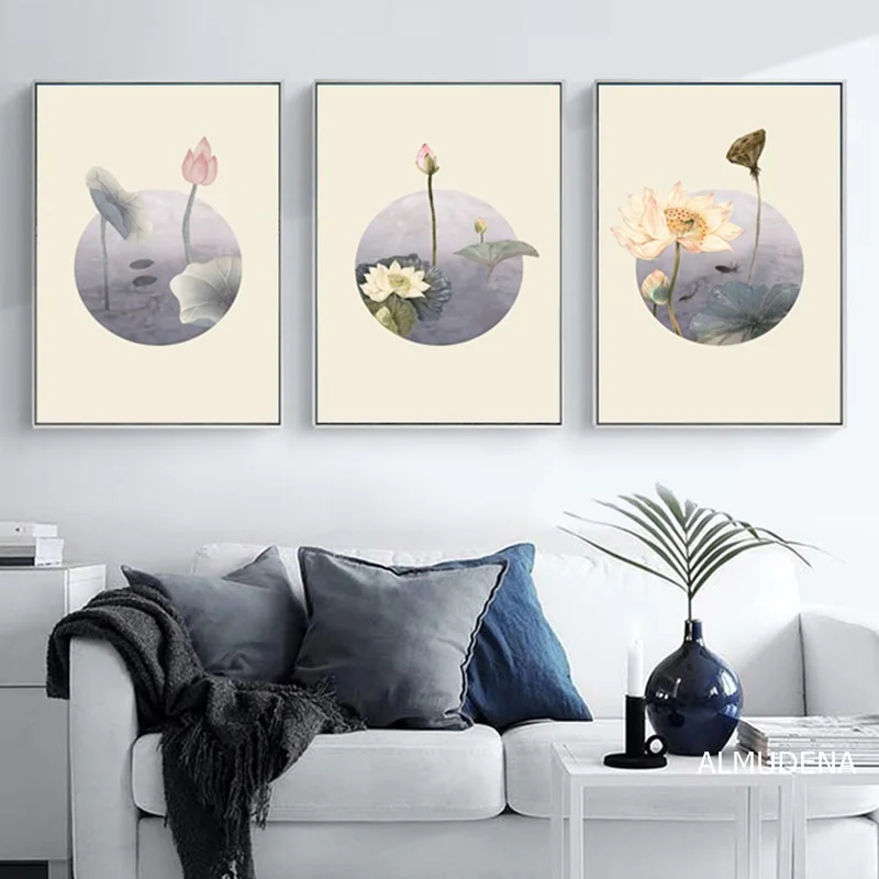 

Chinese Artistic Conception Lotus Decorative Painting Canvas Painting Wall Art Pictures Home Decoration For Living Room Artwork