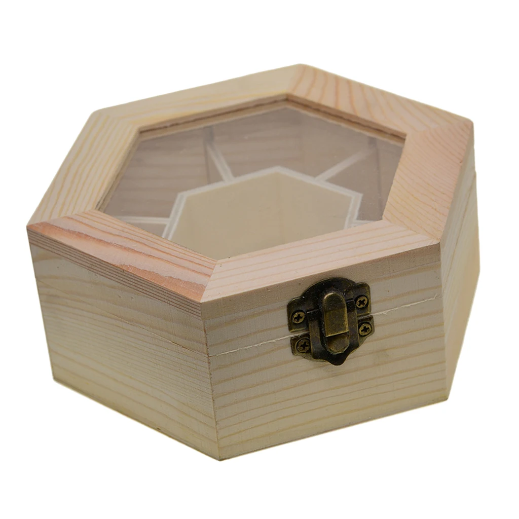 

Unfinished Wood Storage Box with Lip Modern Storage Organizer with 7 Slots for Ring Bracelet Necklace Earrings Accessories