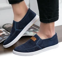 summer canvas shoes men sneakers casual flats slip on loafers moccasins male shoes adult denim breathable gray