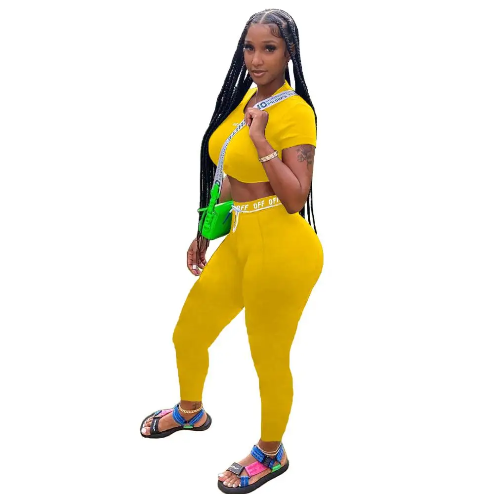 

Casual Sportwear Tracksuits 2020 Summer New Fashion Women O-Neck Short Sleeveless High Waist Bodycon Leggings Two Piece Sets