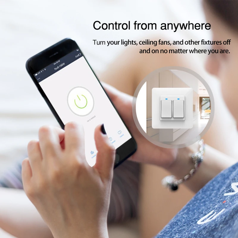 ЕС смарт Wifi настенный выключатель Поддержка Smart Life / Tuya приложение телефон/кнопка