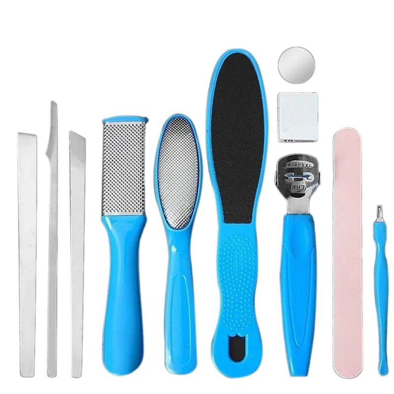 

11 шт./компл. инструмент для педикюра ног Отшелушивающий предотвращающий омертвевшую кожу маникюрный набор для ухода за кожей ног Набор для ...