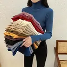 2021 Базовые Женские свитера с высоким воротником, осенне-зимние топы, тонкий пуловер, вязаный джемпер, теплый свитер с высоким воротником