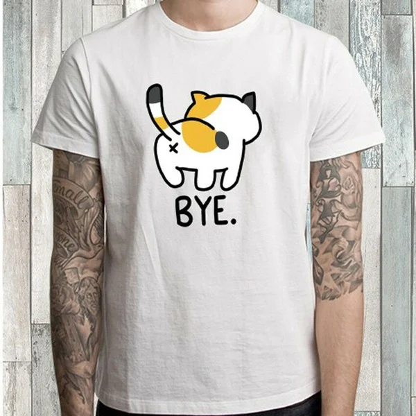 

Neko Atsume BYE Men's White T-Shirt Size S M L XL 2XL 3XL