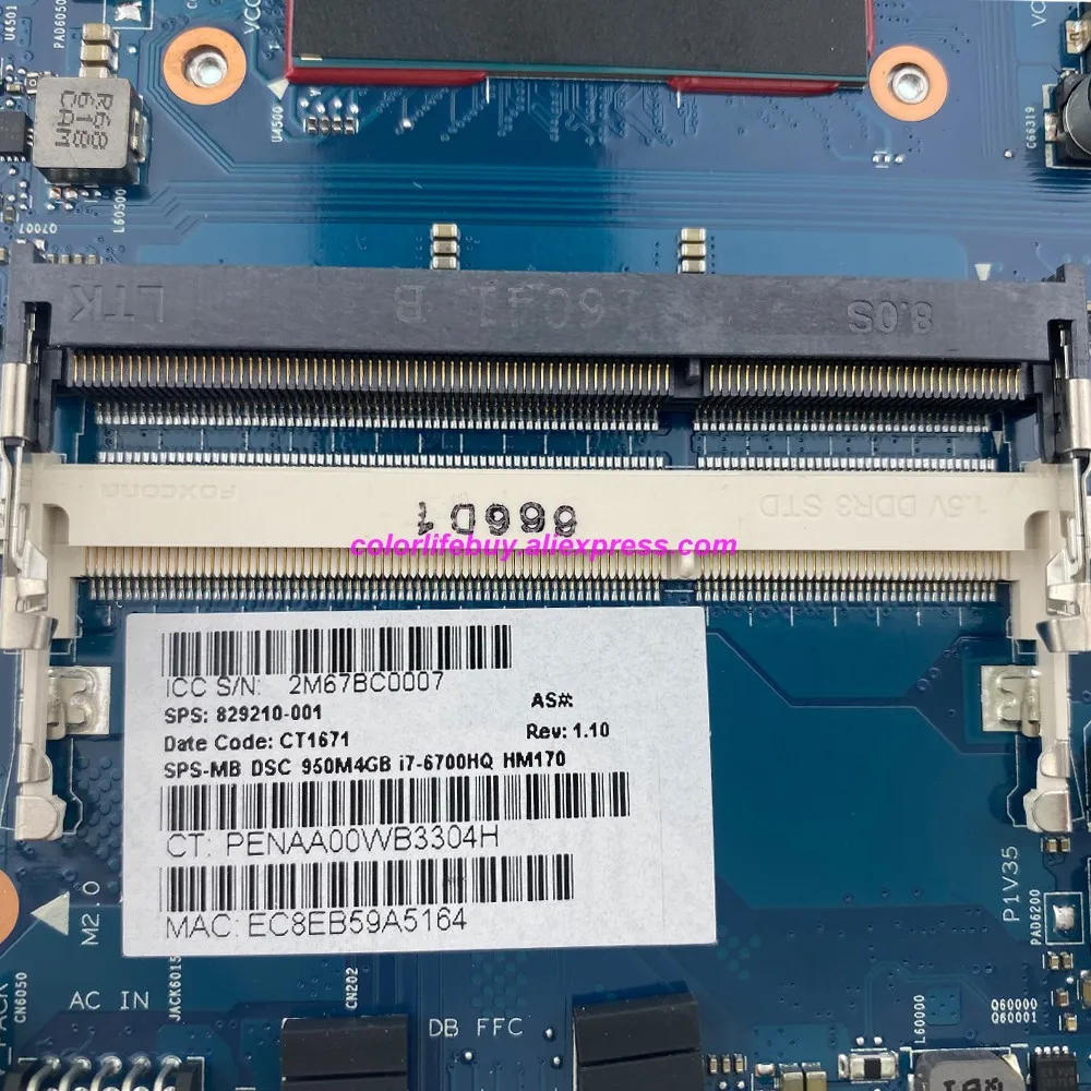 

Genuine 829210-001 829210-601 w 950M/4GB i7-6700HQ HM170 Laptop Motherboard for HP ENVY 15T-Q400 15-Q473CL 15-Q493CL Notebook PC