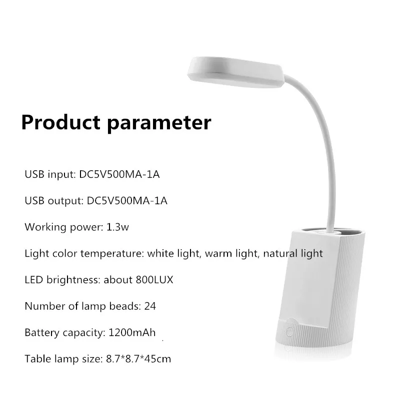 

New multifunctional table lamp with storage pen holder USB charging eye protection reading lamp