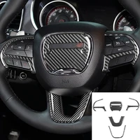 carbon fiber interior steering wheel logo badge button frame sticker tuning fit for dodge charger 2015 car accessories