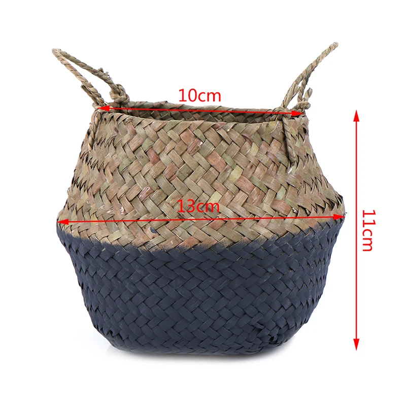 

Foldable Sea Grass Basket Bamboo Seagrass Flower Pot Storage Baskets Straw Patchwork Rattan Seagrass Belly Garden Decor