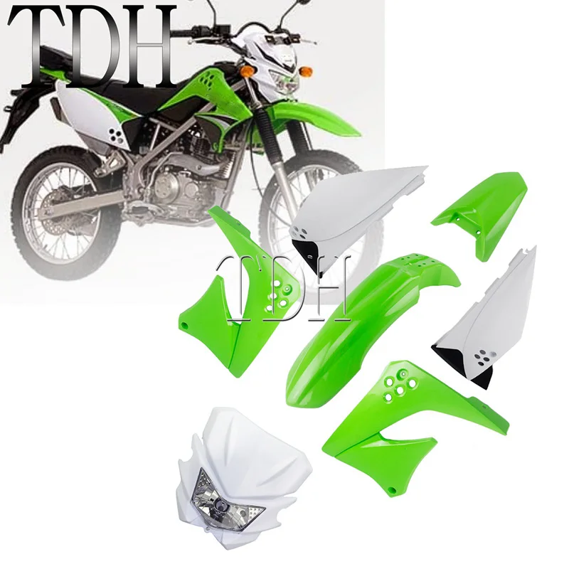 Белый/Зеленый мотокросс эндуро гоночный велосипед полный обтекатель комплект