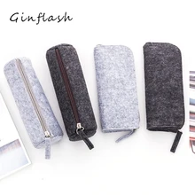 Ginflash-Bolsa de lápices de fieltro Simple, estuche de tela, caja de suministros escolares, bolsa de suministros de oficina, almacenamiento de papelería con cremallera