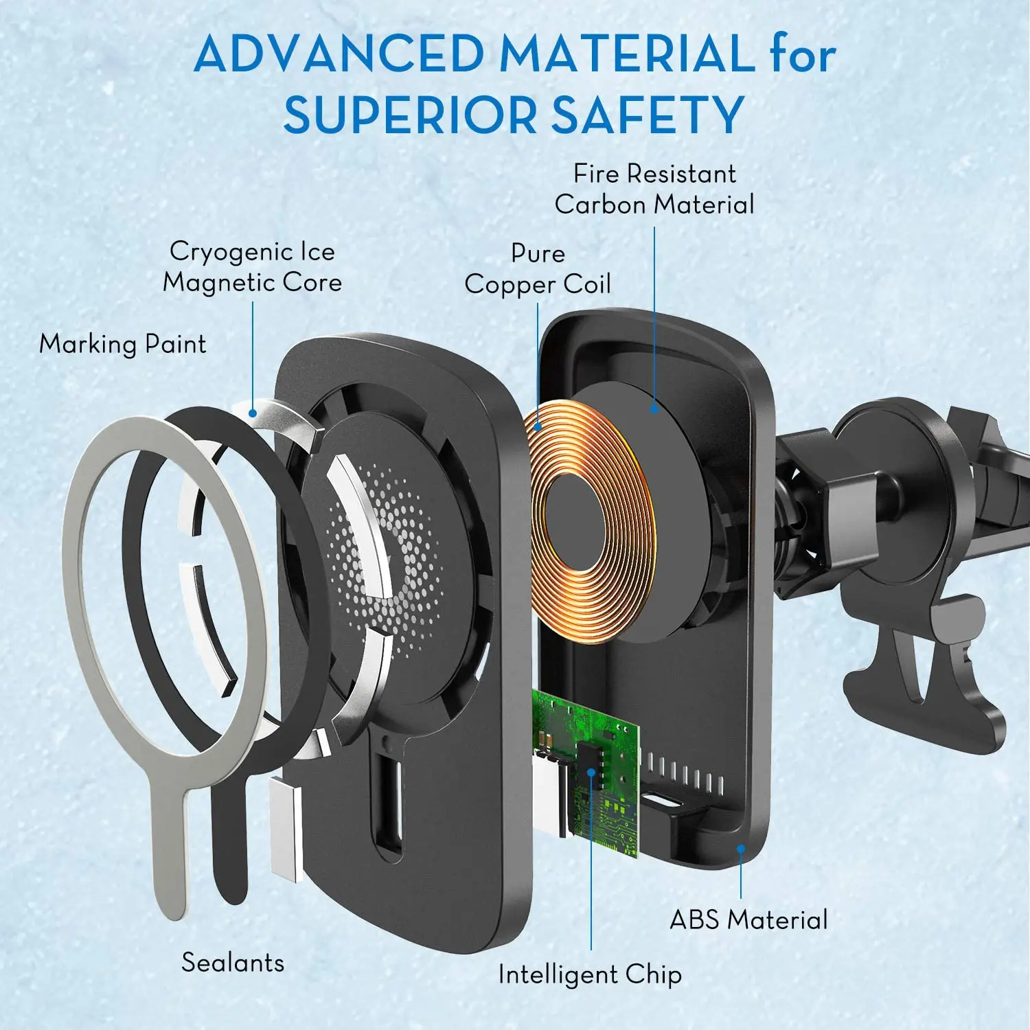 Магнитное беспроводное автомобильное зарядное устройство 15 Вт держатель для