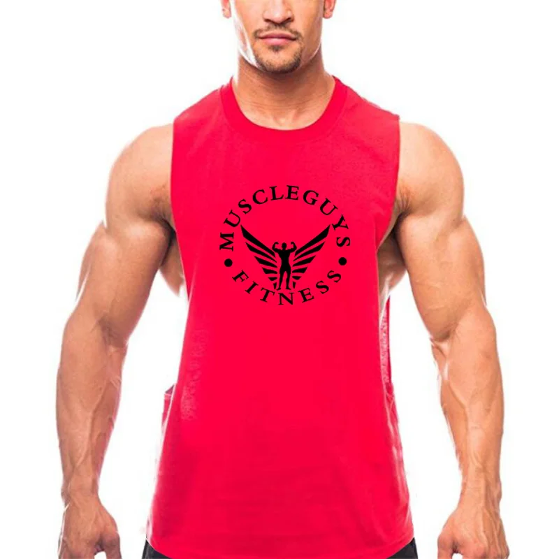 

Brand Fitness Clothing Nen Tank Tops Low Cut Arms Cotton Gyms Vest Bodybuilding Stringers Tanktop Workout Singlets