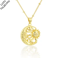 new arrived sun moon and stars fashion necklace gold plated copper pendant inlaid with zircon jewelry gift