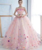 light pink quinceanera dress 2021 strapless 3d flower backless party princess sweet 16 ball gown vestidos de 15 a%c3%b1os