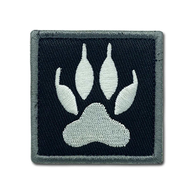 Wolf paw Patches Embroidered Military Tactics Badge Hook Loop Armband 3D Stick on Jacket Backpack