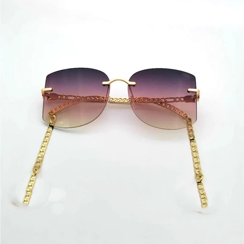 

2021 Sqaure Sunglasses Gold Chain Luxury Brand Designer Sun Glasses Women Fashion Big Shades UV400 Vintage Eyewear Gafas Goggle