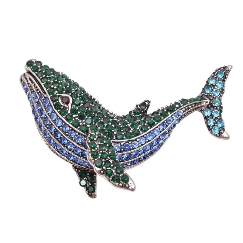 Модные циркониевые брошь Китовая животное с рыбой дамские ретро новые ювелирные