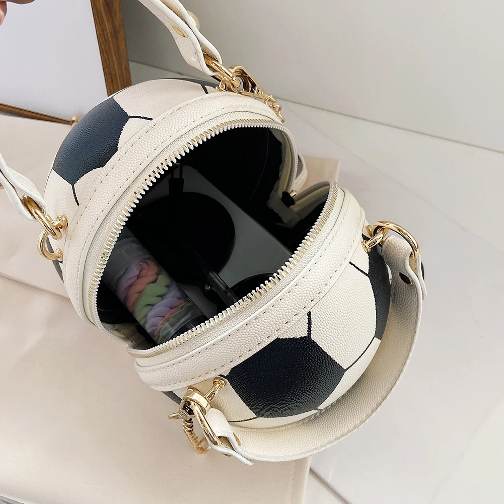 

Basketball Shape Handbag Women Fashion Chains Ladies Shoulder Bag Female Mini Crossbody Bags Circular Purse sac main femmes