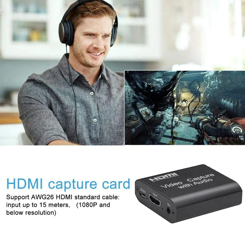 

USB 2.0 Video Capture Card with o Support 4K Input Recorder Box for Game Record Live Streaming Broadcast