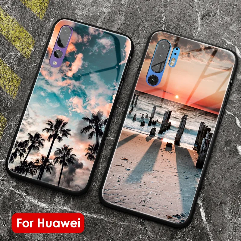 Летний Мягкий силиконовый чехол для телефона vibes palm Beach sunset Huawei Honor V Mate P 20 30 Lite Pro Nova