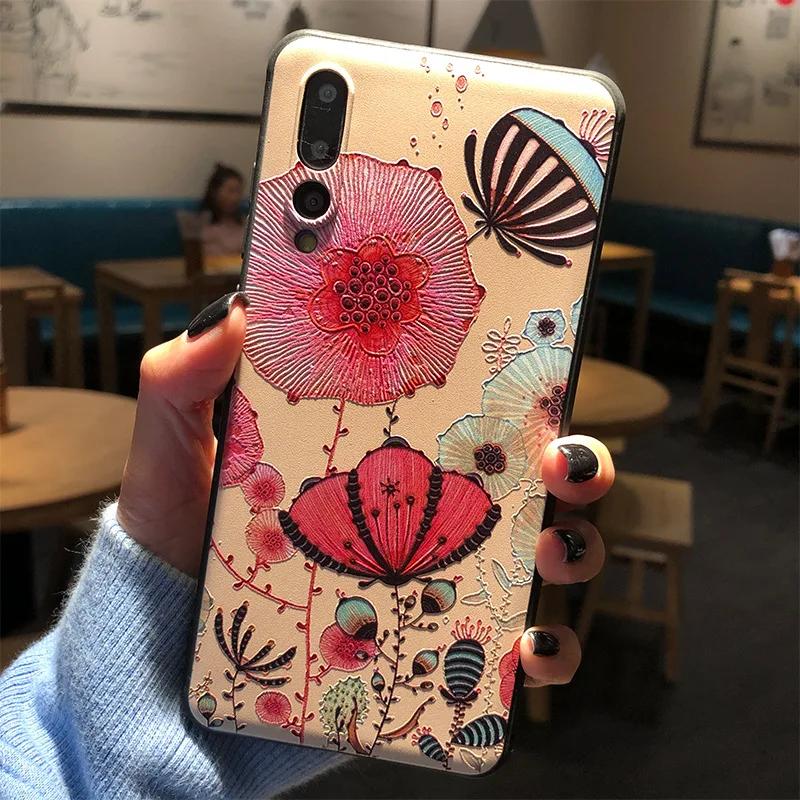 Мягкий чехол с объемным рисунком для Huawei P40 P30 Pro P20 Lite Nova 6 7i Honor 9X 8X V10 V9 Mate 30 20 20X 10 V20