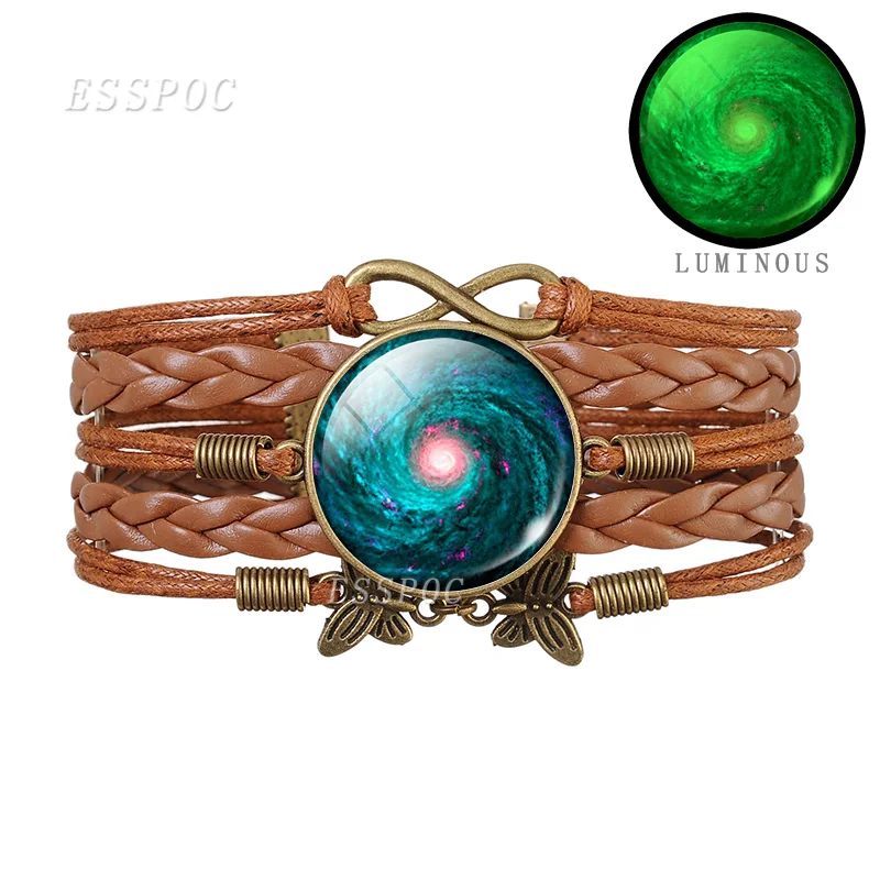 Светящийся полнолуние и планеты стеклянный купол плетеный браслет светящийся в