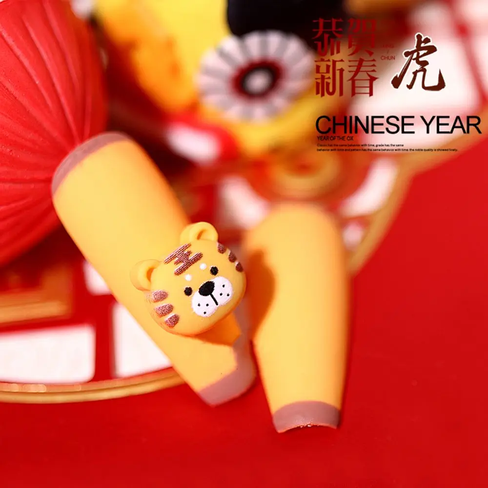

The Chinese Year of Tiger Nail Jewelry New Year Cartoon Animal Nail Art Decorations Cute 3D Little Tiger DIY Nails Manicure Tool