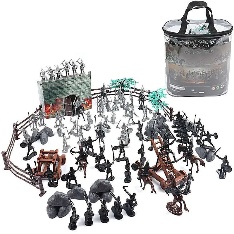 

120 pcs/Bag Military Soldier Model Medieval Cavalry War Horse Soldier Model Ancient Rome Castle Model Chariot