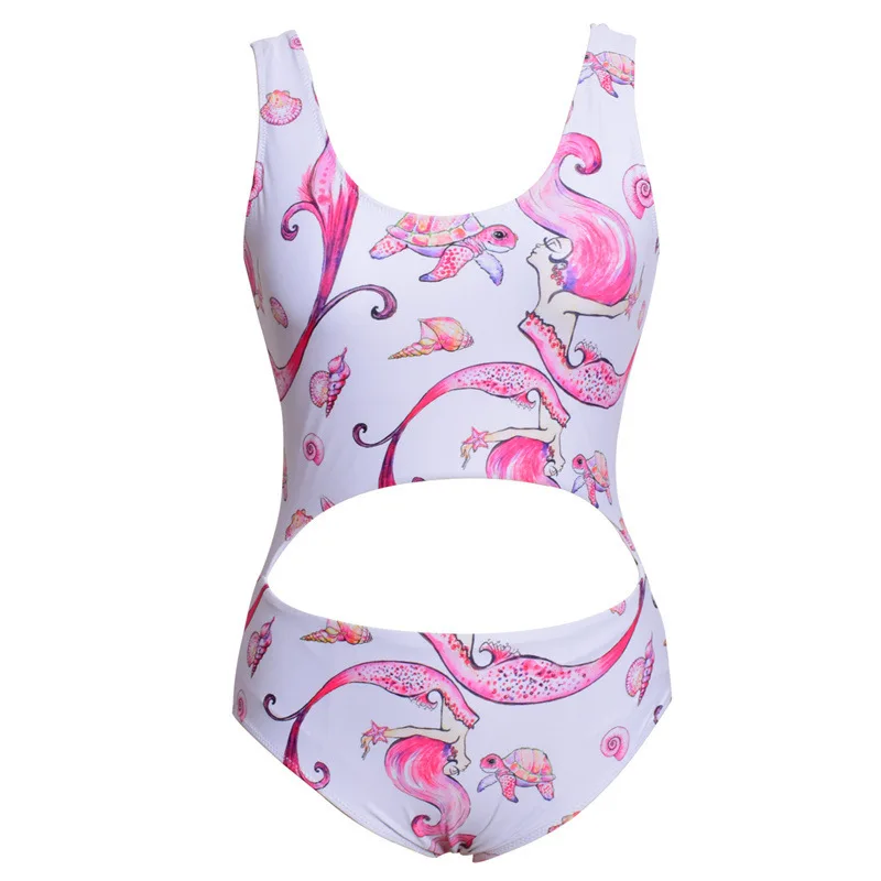 Женский купальный костюм с принтом Русалочки летний пляжная одежда для плавания