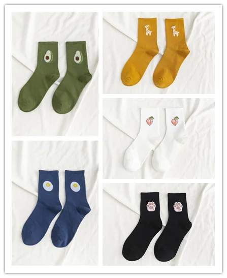 5 pairs 5 пар/упак. унисекс забавные фруктовые мужские носки Harajuku красочные средние Носки мужские 100 Хлопок Kawaii Размер 35-42 - Цвет: 5 pairs