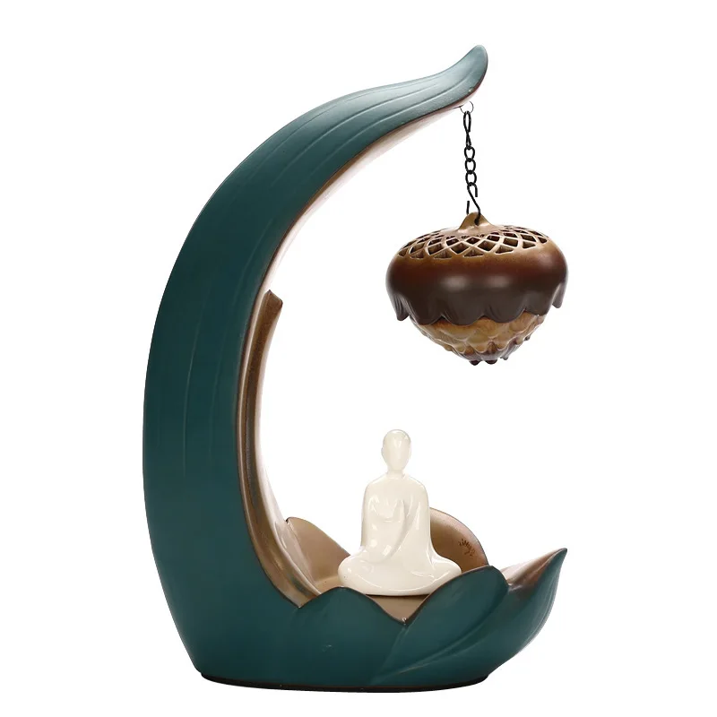 

Lotus Ball Backflow Incense Burner Creative Home Buddha Hand Decoration Ceramic Zen Lamp Ring Hanging Furnace Sandalwood Stove