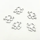 6 шт. яркое серебро Клевер Подвески Нержавеющаясталь повезло с четырьмя листьями для Cloveres кулон 