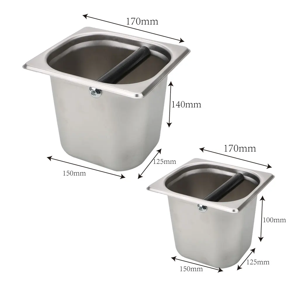 

Two Size Durable Coffee Supplies Espresso Knock Box Practical Anti slip Coffee Knock Box Stainless Steel Kitchen Tool
