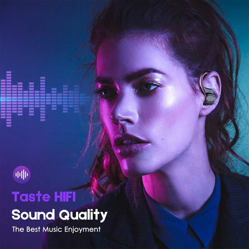 TWS Bluetooth-наушники с микрофоном Спортивные наушники ушным крючком светодиодный