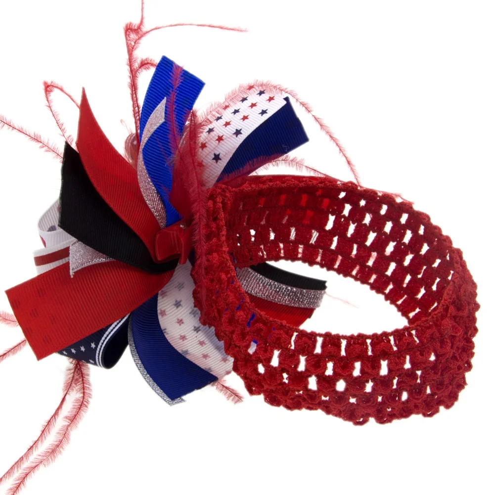 Детская повязка на голову со звездами в горошек и перьями аксессуар для волос Дня