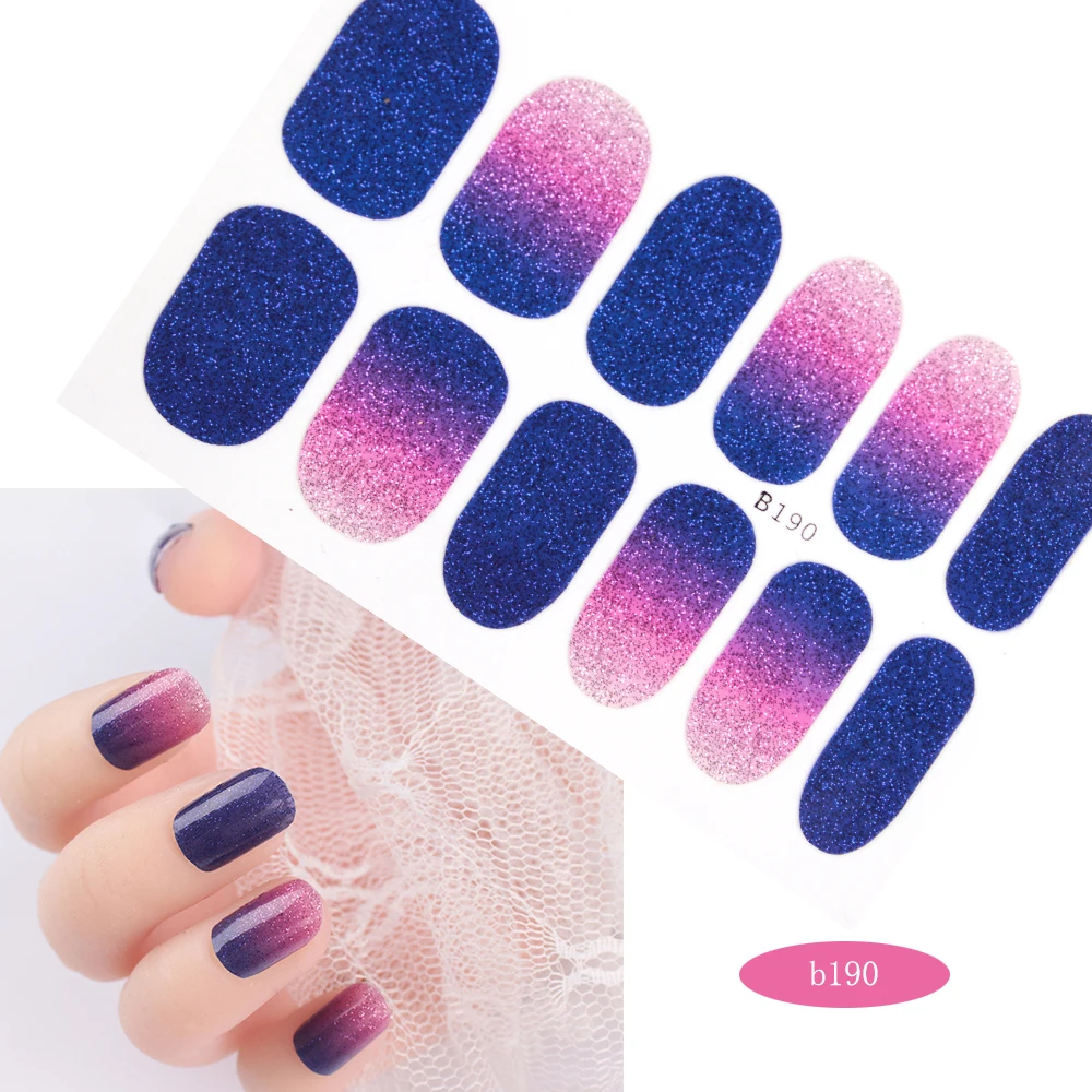 

5 Sheets/Lot Glitter Gradient Color Nail Stickers Wraps Full Cover Polish Sticker DIY Self-Adhesive Art Decoratio