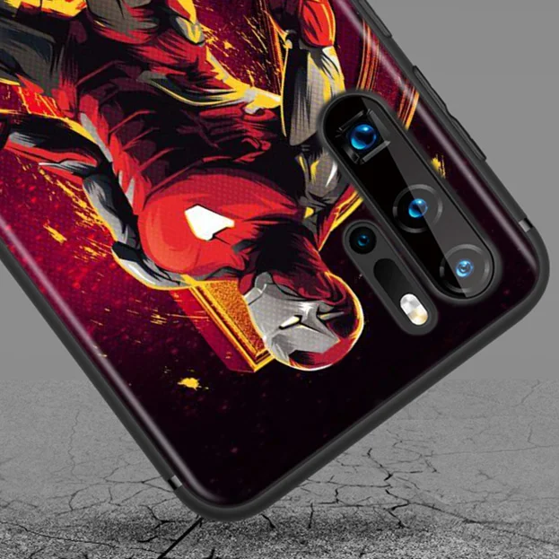 

Marvel Avengers Iron Man Super Hero For Huawei P50 P40 P30 P20 P10 P9 P8 Lite Mini E 5G Pro Plus TPU Silicone Black Phone Case