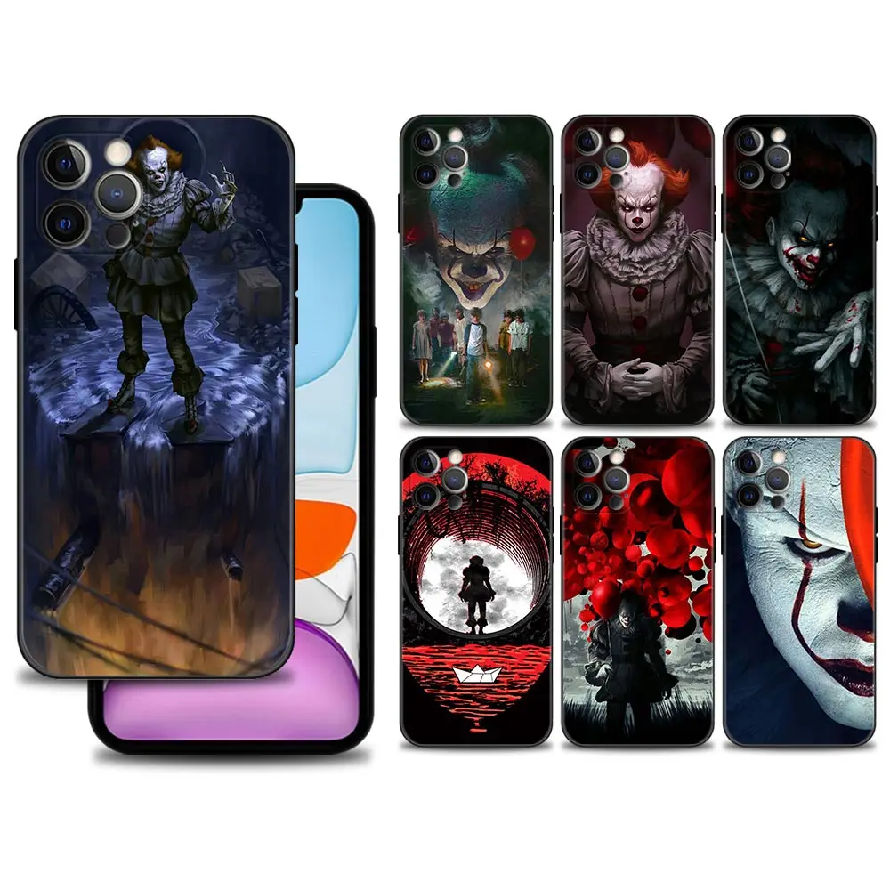 

Case For iphone 12 11 pro max 12 mini xs max XR X 8 7 6S 6 Plus SE Black TPU Shell Fundas Capa Cover Pennywise Clown Horror