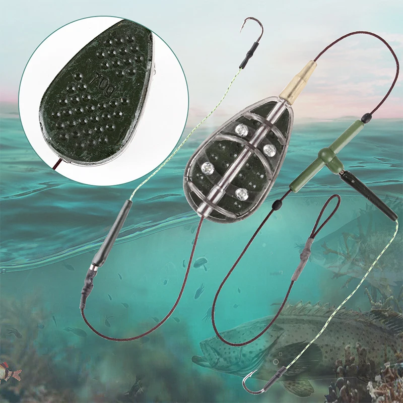 

30-100g High Carbon Steel Metal Feeder Hook Carp Fishing Bait Cage Line Group