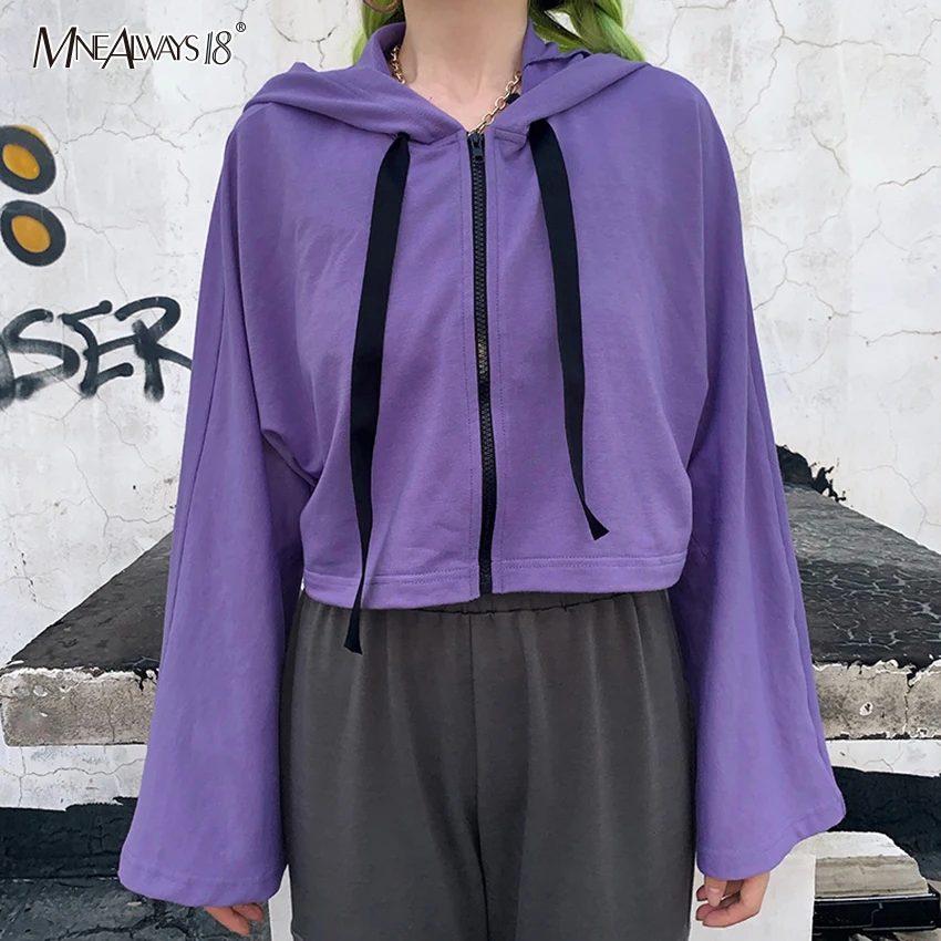 Mnealways18 фиолетовая толстовка с капюшоном и расклешенными рукавами женские