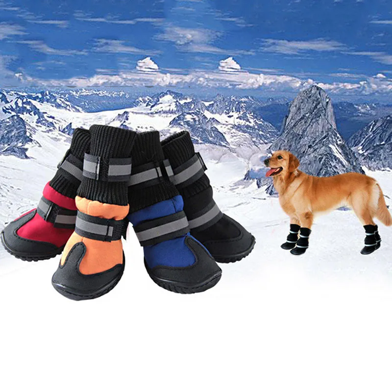

Winter Waterproof Pet Dog Puppy Martin Boots Warm Large Big Dog PU Leather Sport Shoes Non-slip Rain Shoes for Golden Retriever
