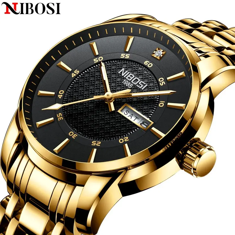 Часы наручные NIBOSI Мужские кварцевые деловые модные простые водонепроницаемые с