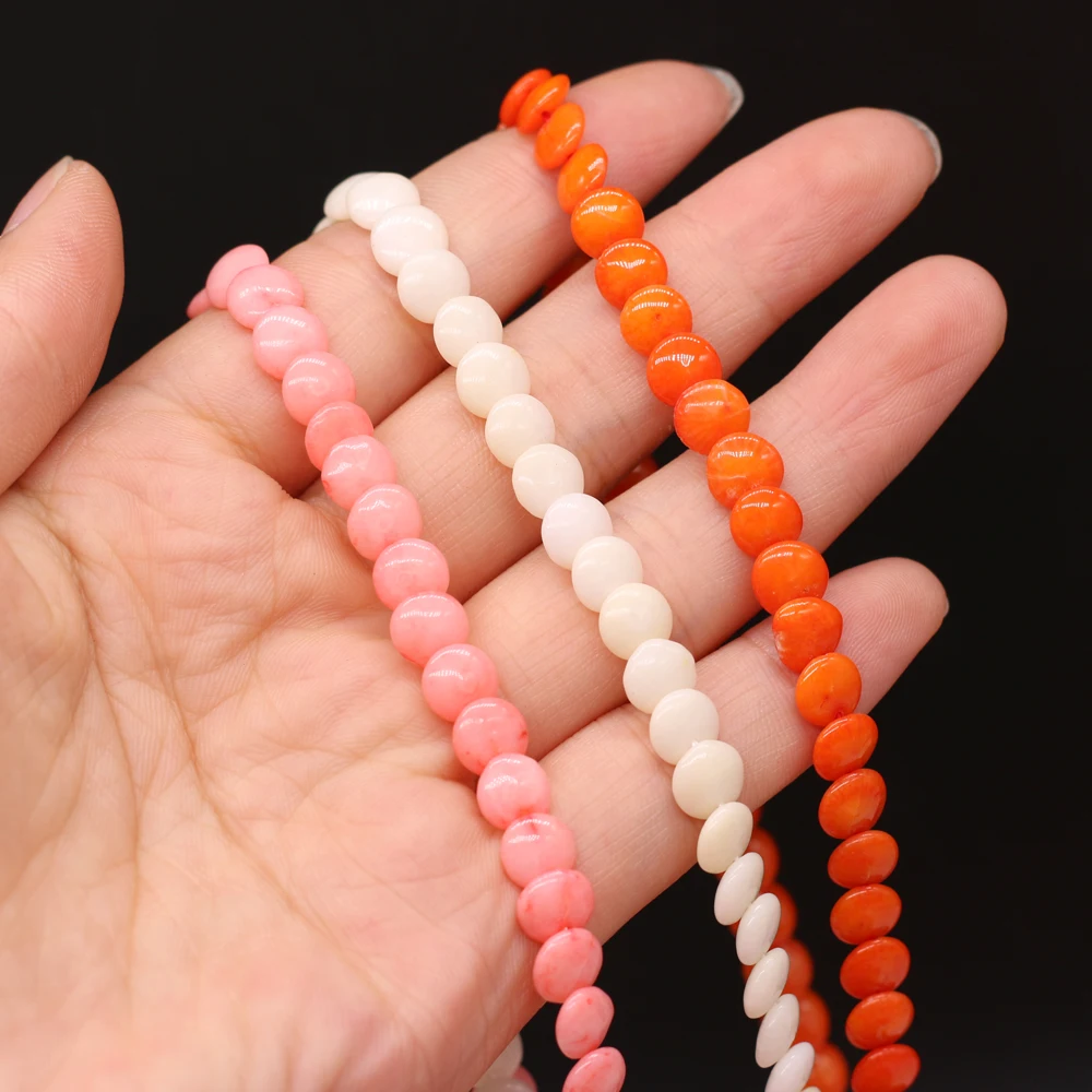 

Natural Coral Beads Button Shape Loose Hole Beads Good Quality for Jewelry Making DIY Necklace Bracelet Accessories 3x6mm
