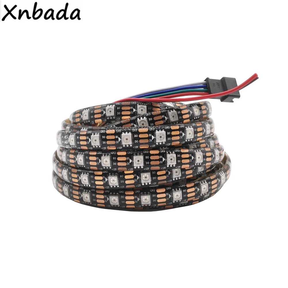 DC12V WS2815(WS2812B WS2813 обновление) RGB светодиодные пиксельные полосы, индивидуально адресуемые Белый/Черный PCB двухсигнальный светодиодный гибкий светильник