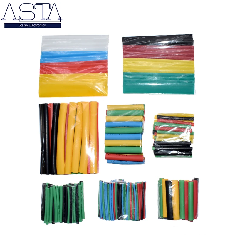 328Pcs Sleeving Wrap Wire Car Electrical Cable Tube kits Heat Shrink Tube Tubing Polyolefin 8 Sizes Mixed Color