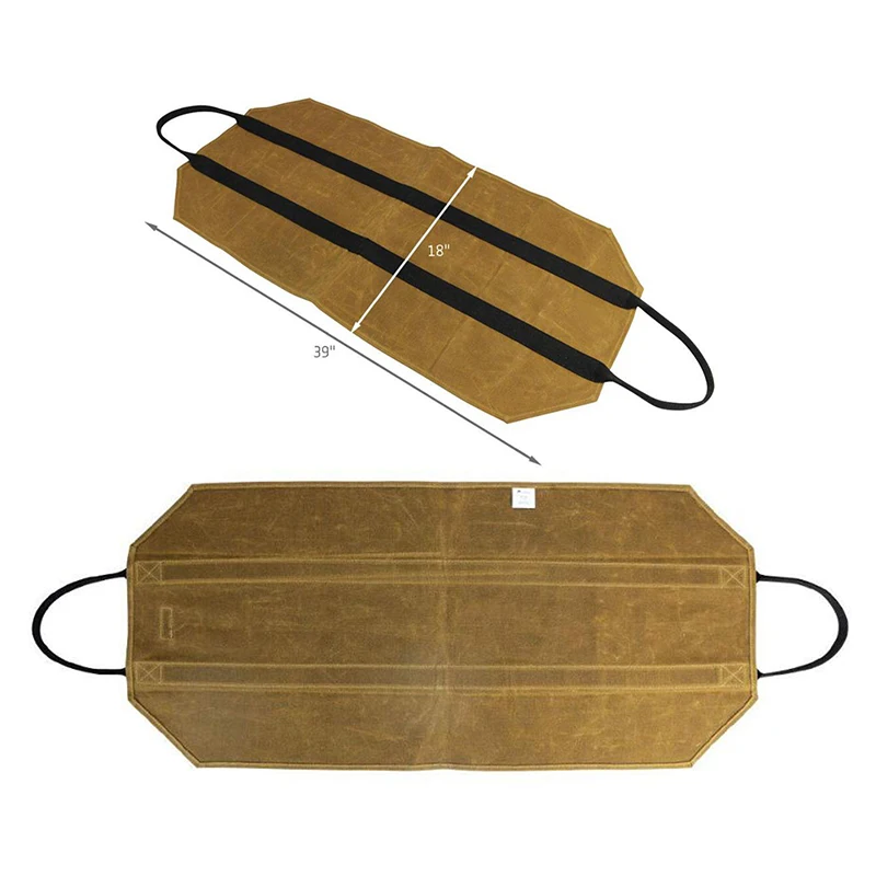 

Outdoor Tote Camping Carry Bag Canvas Firewood Carrier Log Storage Bag Package Handles Bag Firewood Bag Home Kitchen Supplies