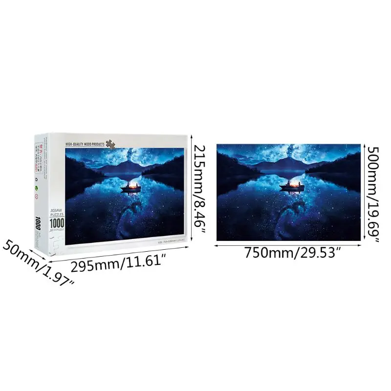 

1000 Pieces Lake boat Puzzles Wooden Jigsaw Puzzles Floor Puzzle Intellectual Game Learning Education Decompression Toy