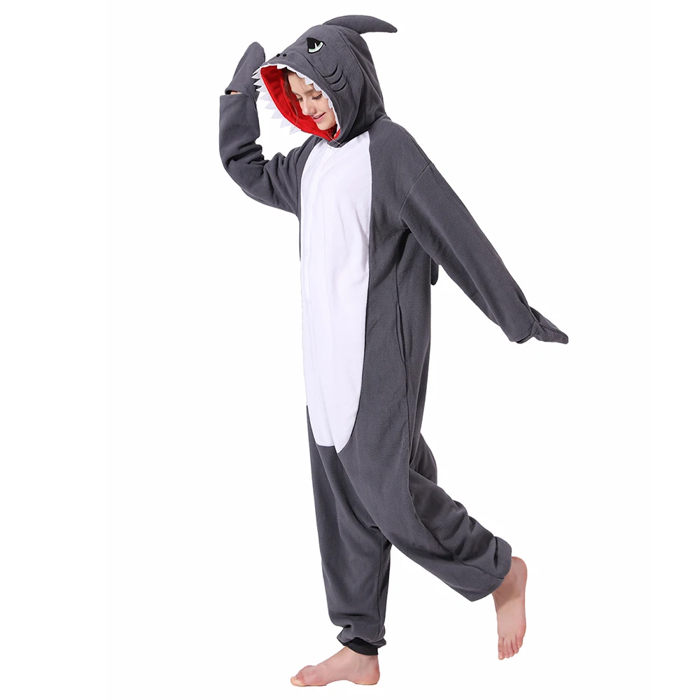 2019 комбинезон унисекс для взрослых женщин и мужчин с изображением акулы флисовая